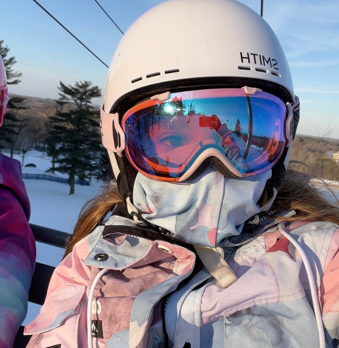 Charlotte Figlak on the chairlift.