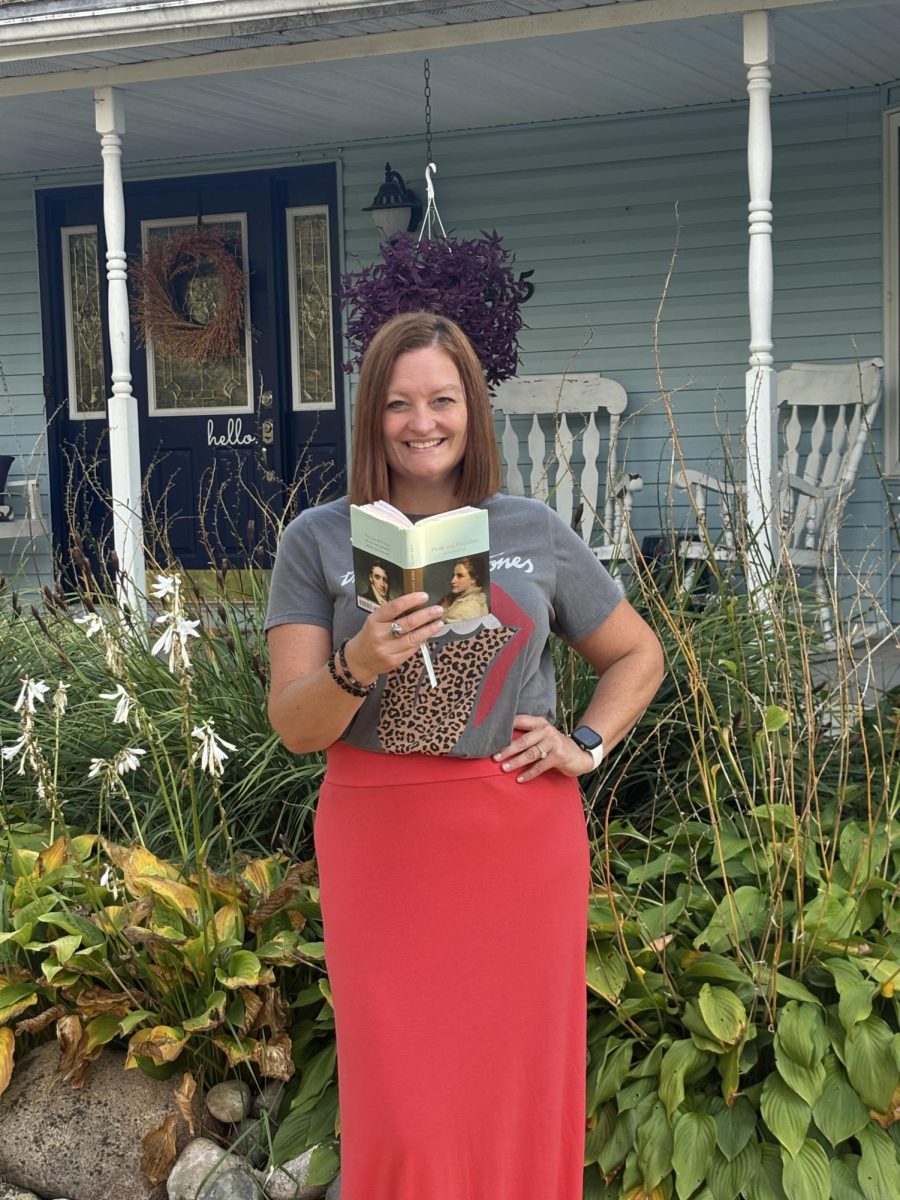 Mrs. Rebb and one of her favorite books, Pride and Prejudice by Jane Austen.
Photo property: Mrs. Rebb.
