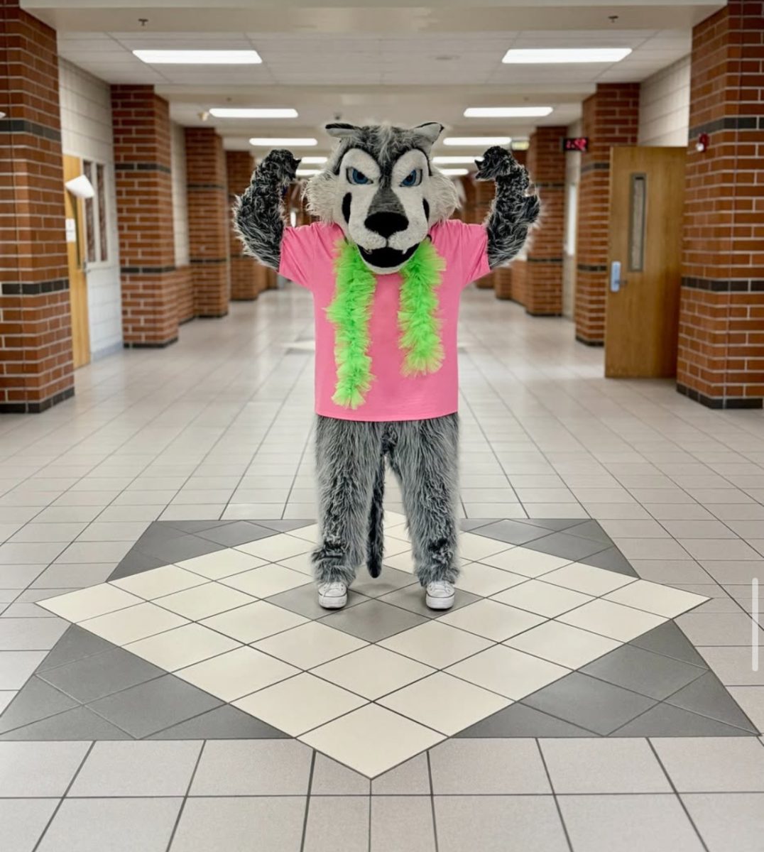 School mascot promoting cancer awareness and showing support towards the cause.