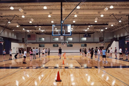 Students in the new CJHS gym.