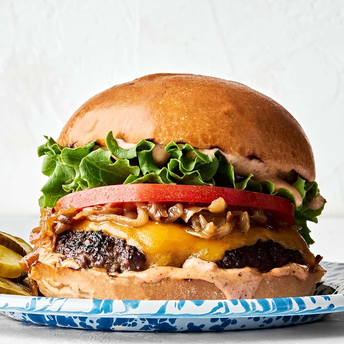 Burgers are a popular food option, especially when on the go. 