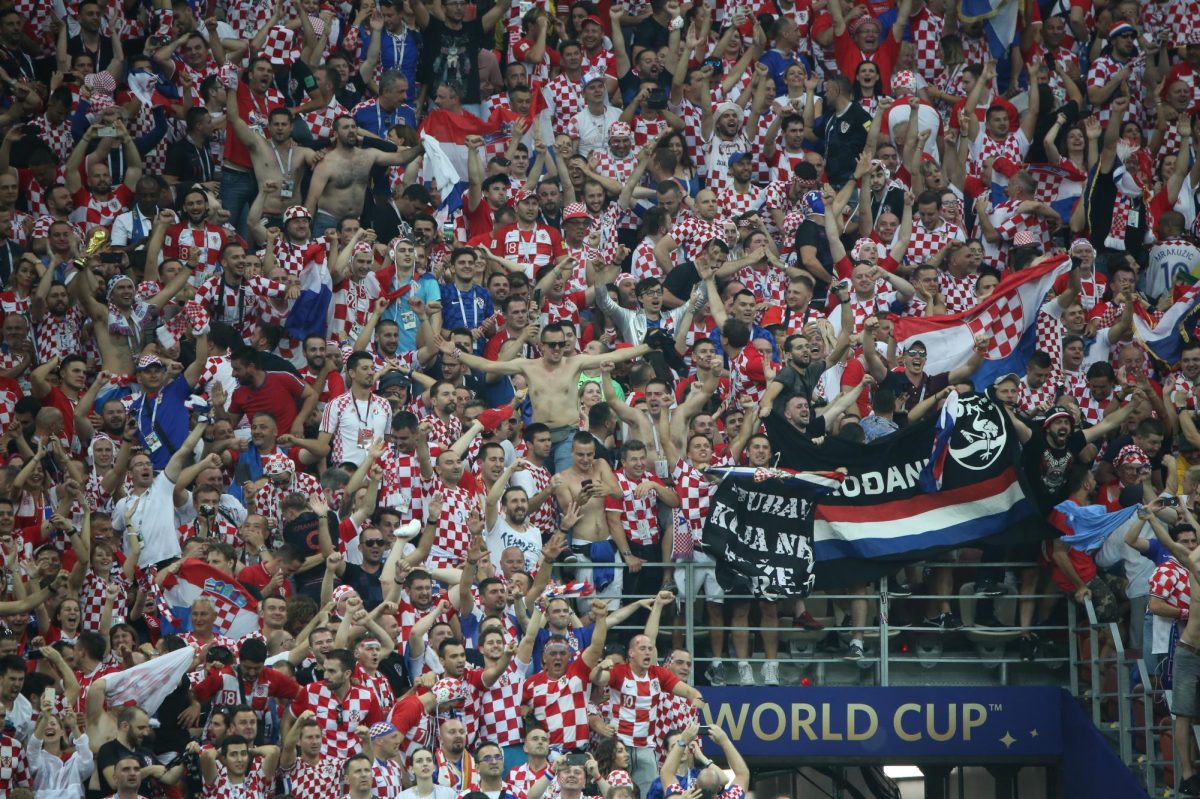 Croatian soccer fans at the 2018 World Cup in Moscow
